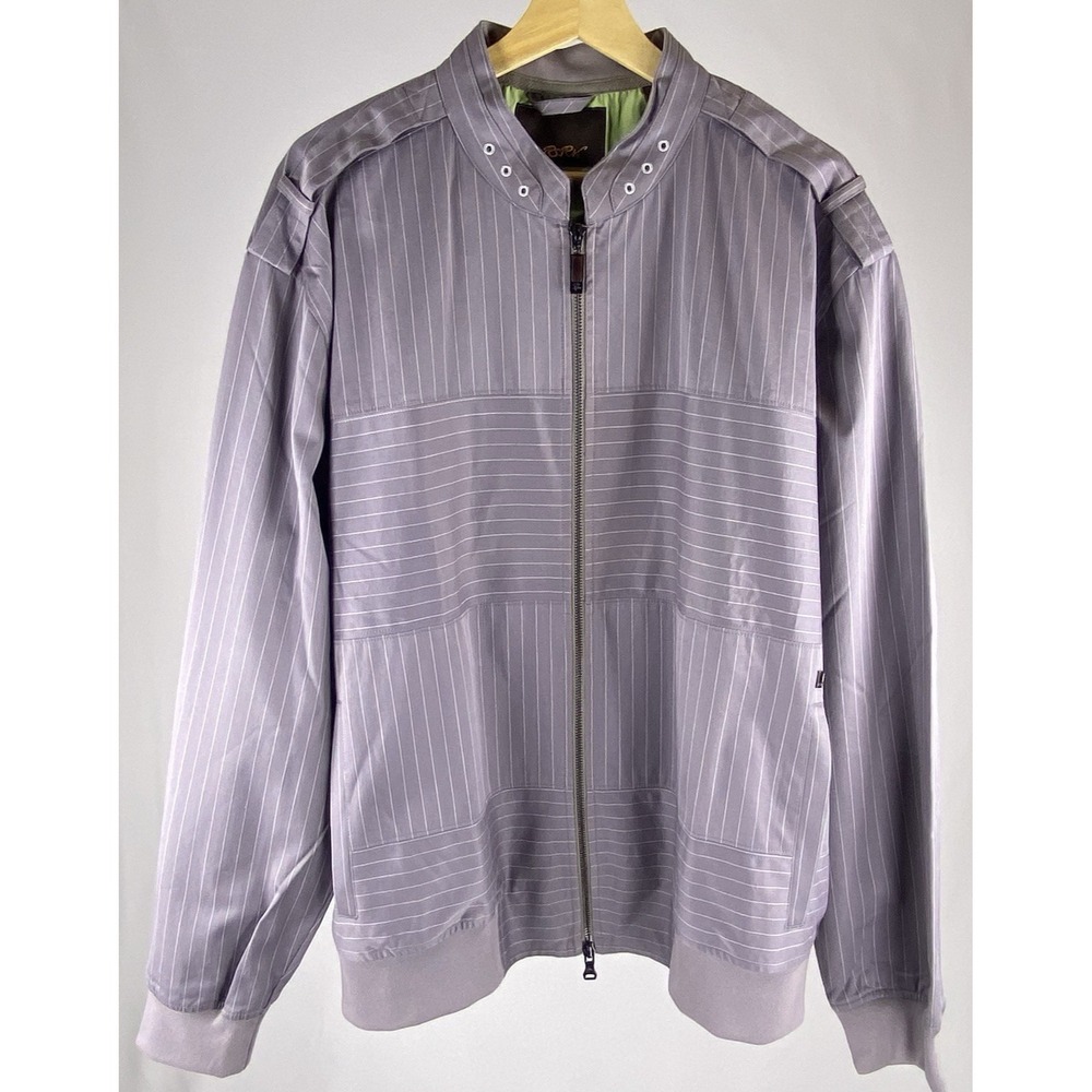 RSRV Clothiers Bomber Jacket Mens XXL Gray Pinstripe Full Zip Lightweight